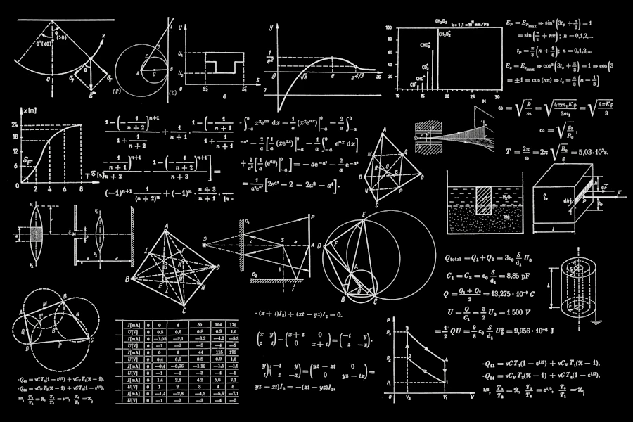 Composição geométrica abstrata em tons escuros e roxos